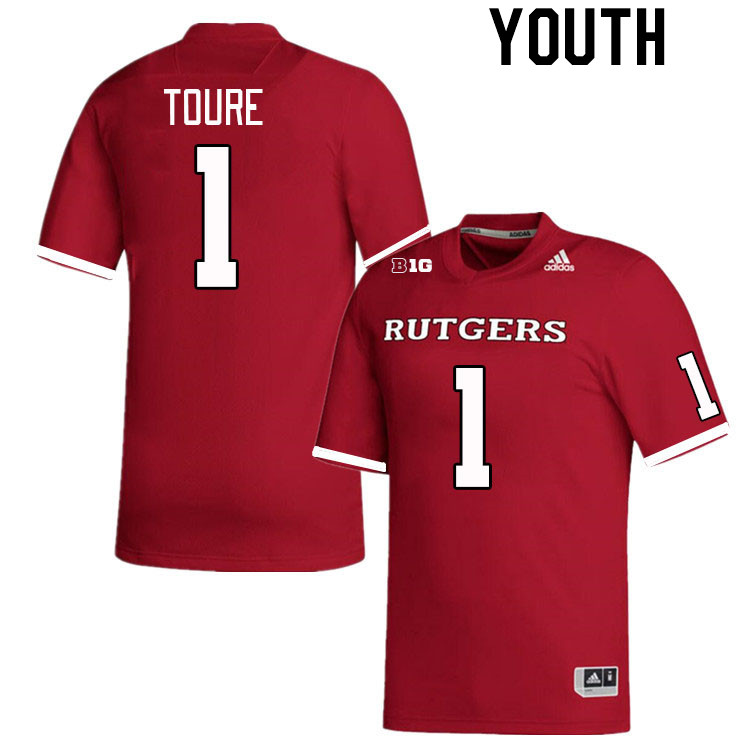 Youth #1 Mohamed Toure Rutgers Scarlet Knights College Football Jerseys Stitched Sale-Scarlet - Click Image to Close
